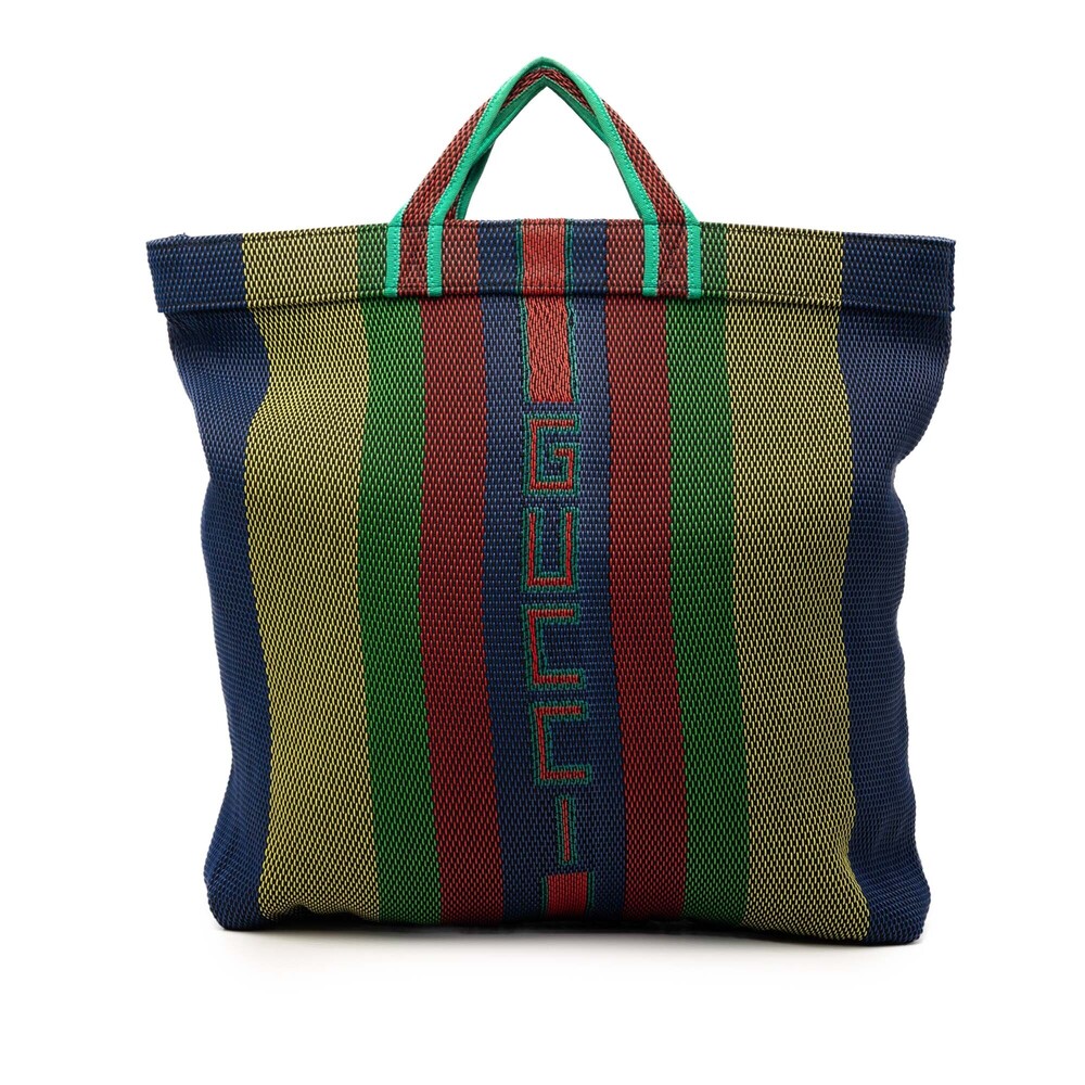 Pre-Loved Gucci Woven Rubber Web Logo Tote